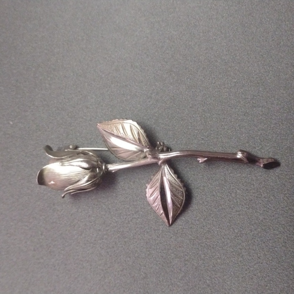 Long stem rose brooch vintage